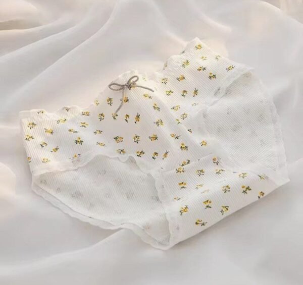 2023 New Women's Cotton Underwear Girl's Cute Flower Briefs Mid Waist Seamless Underpants Sexy Lace Panties Female Lingerie M-XL - Image 2