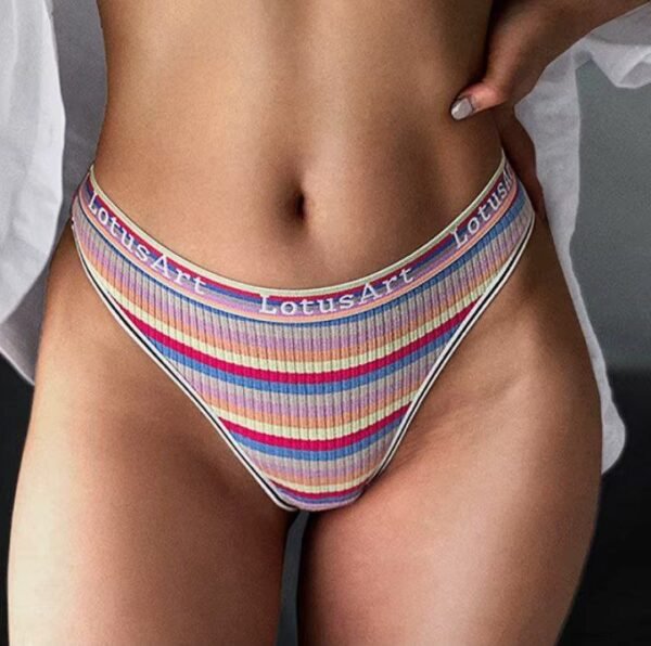 BZEL Women's Panties Colorful Striped Women Underwear Letter Cotton Female Briefs Comfortable Lingerie Breathable Ladies Pantys - Image 2