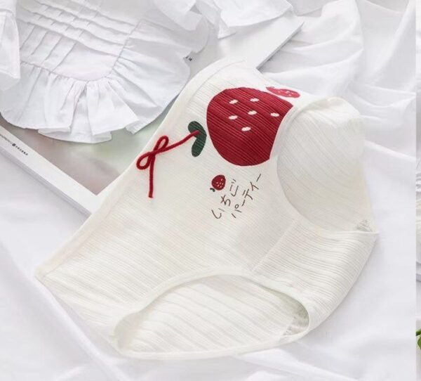 Cotton Panties Female Underpants Sexy Women Underwear Soft Lingerie Lace Up Briefs Strawberry Hearted Printed Pantys - Image 2