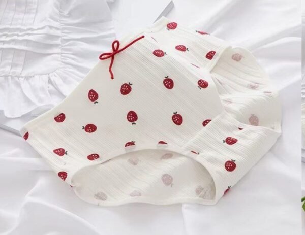 Cotton Panties Female Underpants Sexy Women Underwear Soft Lingerie Lace Up Briefs Strawberry Hearted Printed Pantys - Image 3